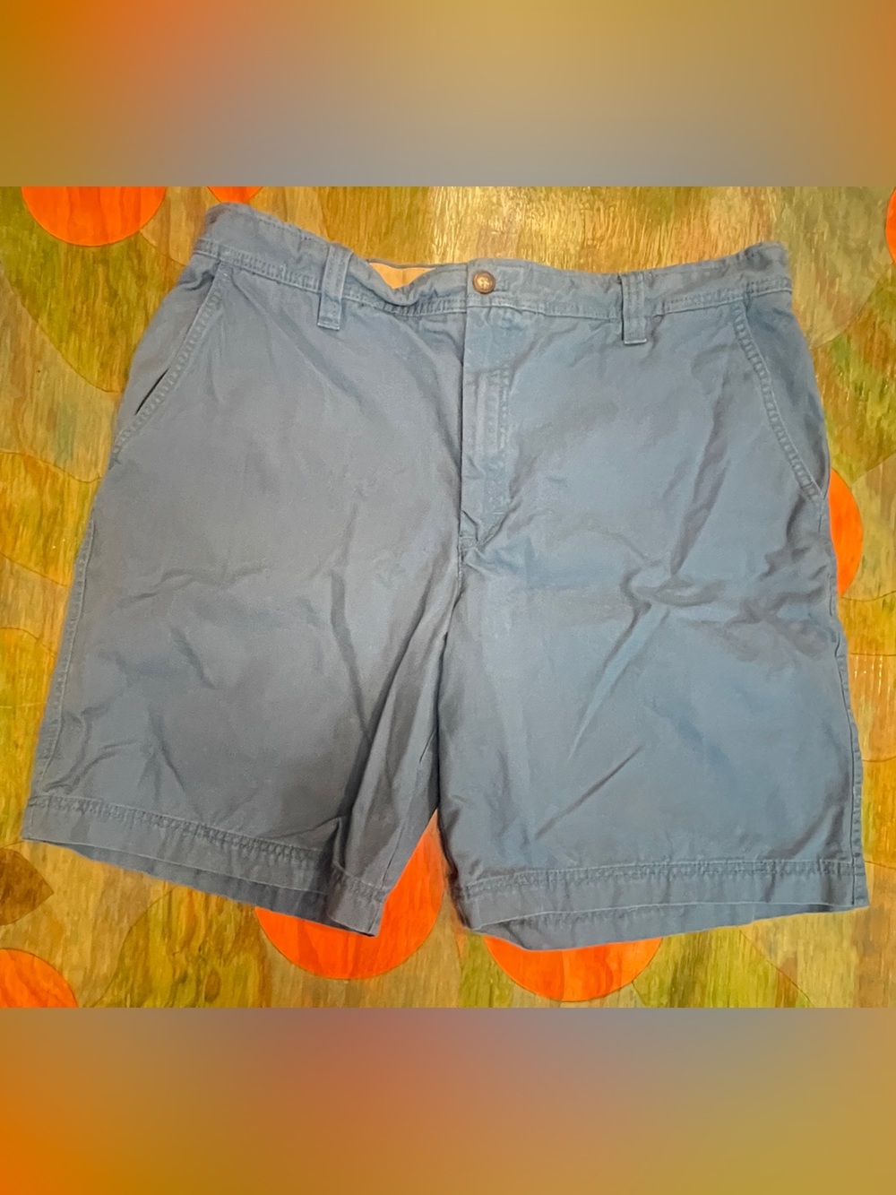Izod Saltwater Shorts Mens Size 38 Waist Blue Flat Front 100% Cotton Stretch